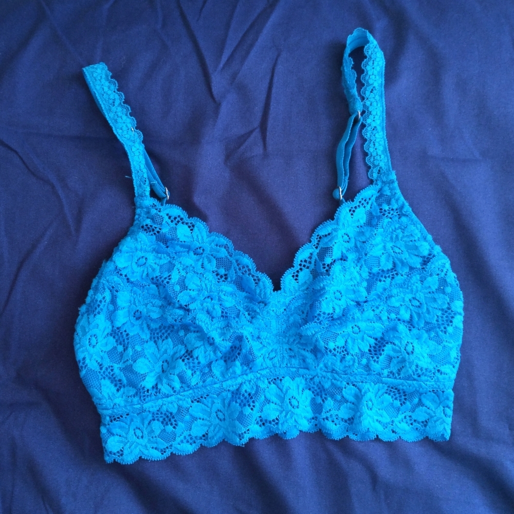 Aerie Turquoise Blue Lace Bralette Small